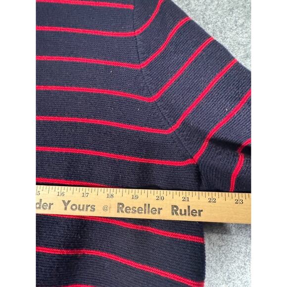 Talbots Sweater Women 2X Navy Striped Crewneck Nautical Coastal Sailor Chunky - Picture 4 of 7